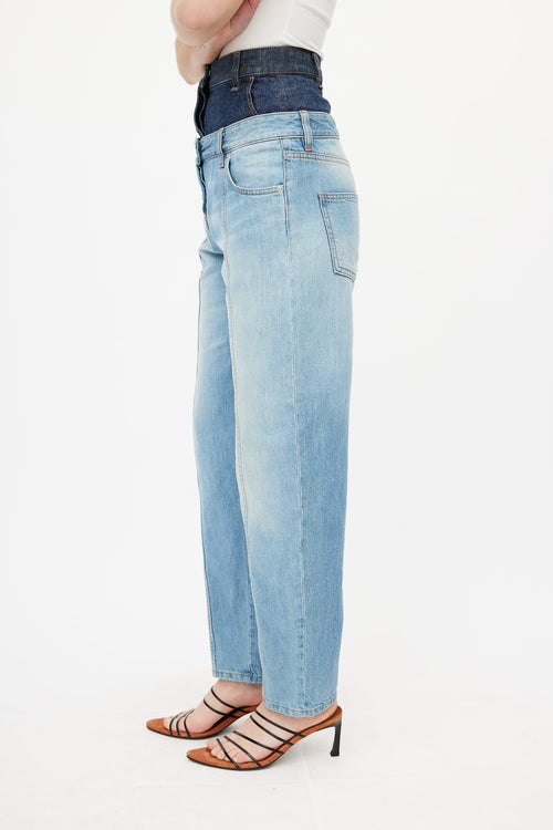 Loewe Blue Two Tone Layered Jeans