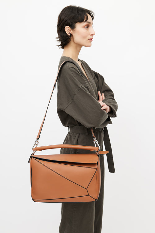 Loewe Brown Large Puzzle Bag