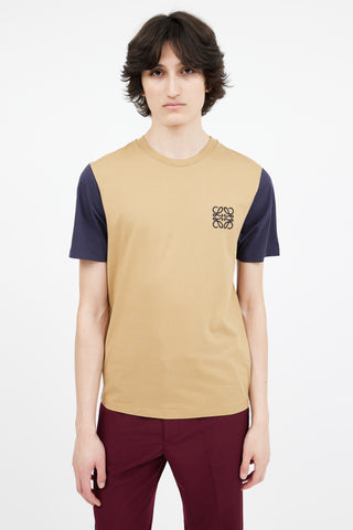 Loewe Brown 
Navy Embroidered Logo T-Shirt