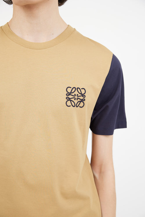 Loewe Brown 
Navy Embroidered Logo T-Shirt