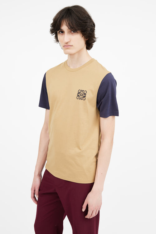 Loewe Brown 
Navy Embroidered Logo T-Shirt