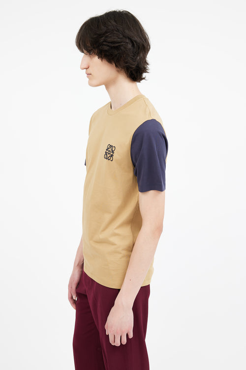 Loewe Brown 
Navy Embroidered Logo T-Shirt