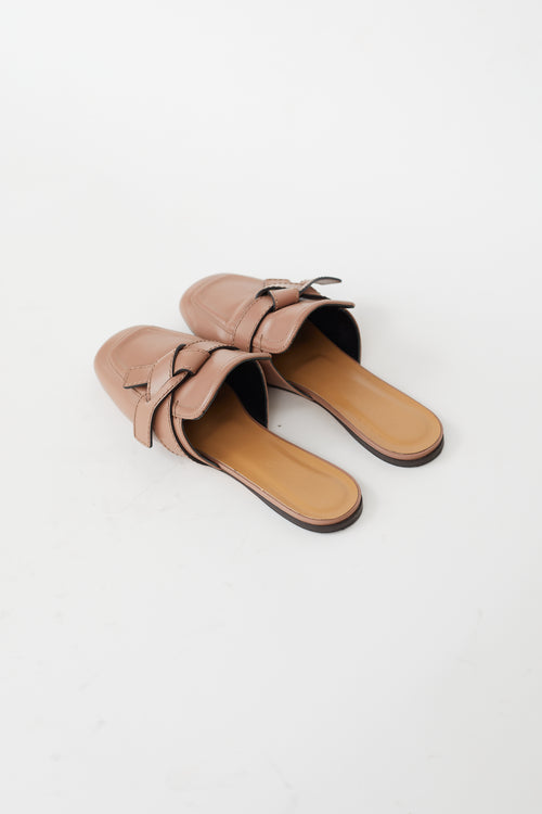 Loewe Dark Blush Leather Knotted Gate Flat Mule