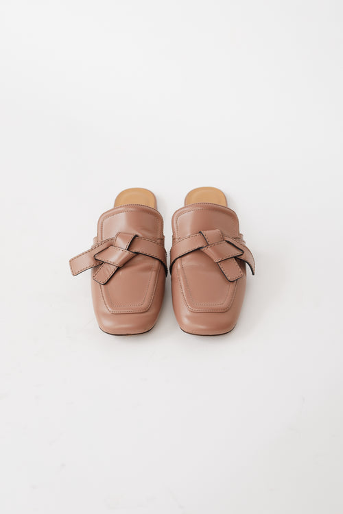 Loewe Dark Blush Leather Knotted Gate Flat Mule