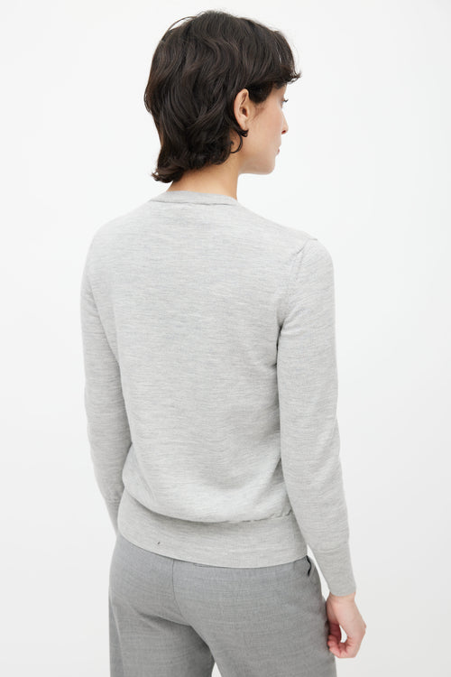 Loewe Grey Wool Embroidered Long Sleeve Sweater