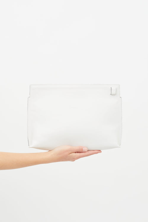 Loewe White Leather T Print Pouch