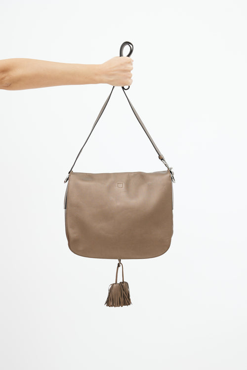 Loewe Brown Leather Anagram Tassel Shoulder Bag