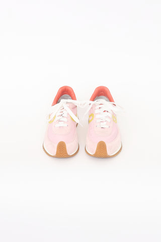 Loewe Pink Nylon 
Suede Flow Sneakers