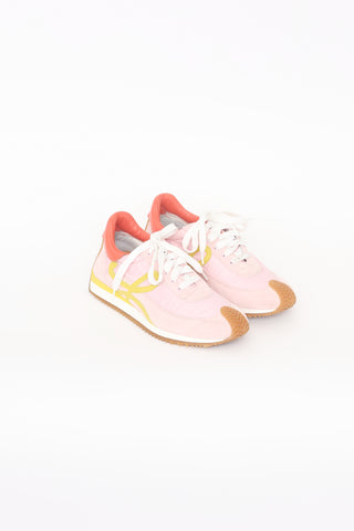 Loewe Pink Nylon 
Suede Flow Sneakers