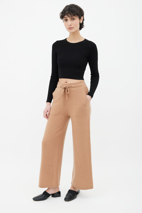 Loro Piana Brown Cashmere 
Wool Wide Leg Pant