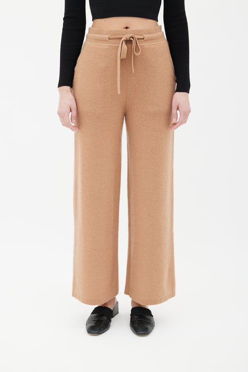 Loro Piana Brown Cashmere 
Wool Wide Leg Pant