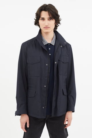 Loro Piana Navy Full Zip Traveller Jacket