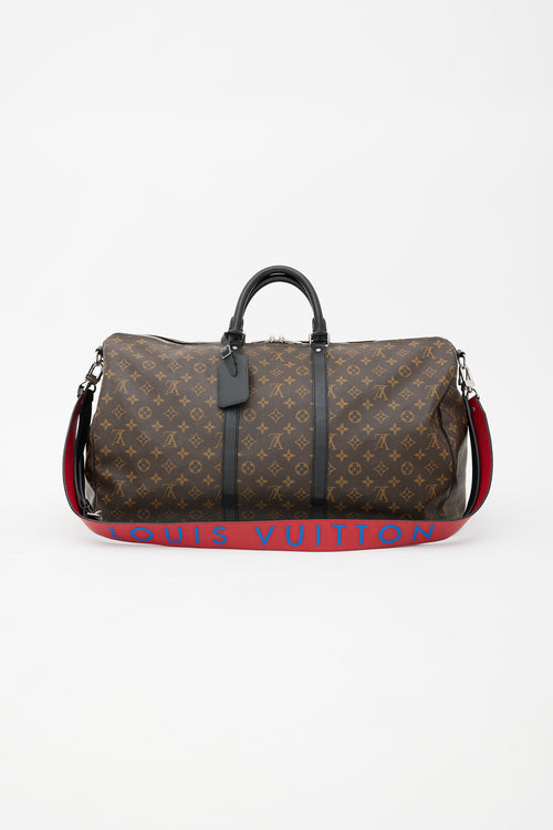 Louis Vuitton Brown 
Black Macassar Keepall 55 Bandoulière Bag