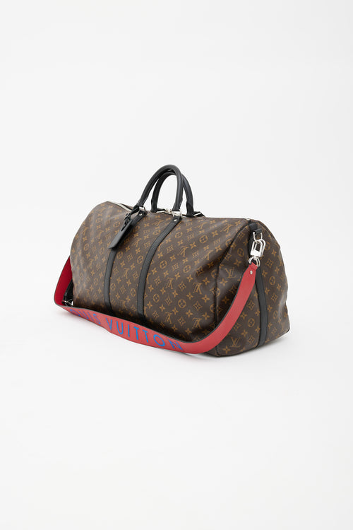 Louis Vuitton Brown 
Black Macassar Keepall 55 Bandoulière Bag