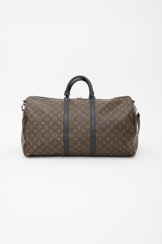 Louis Vuitton Brown 
Black Macassar Keepall 55 Bandoulière Bag