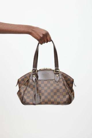 Louis Vuitton Brown Leather 
Damier Verona Shoulder Bag