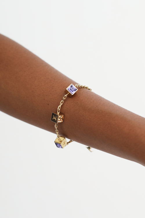 Louis Vuitton Gold Crystal Dice Charm Bracelet