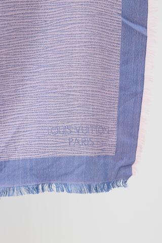 Louis Vuitton Pink 
Blue Epi Textured Shawl Scarf