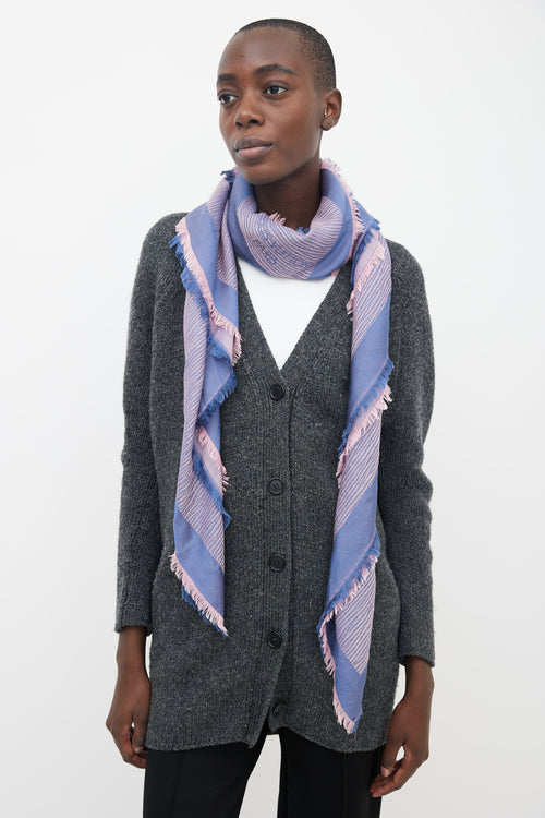 Louis Vuitton Pink 
Blue Epi Textured Shawl Scarf