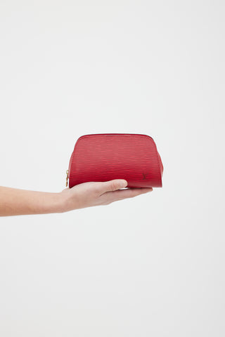 Louis Vuitton Red Epi Leather Dauphine Cosmetic Pouch