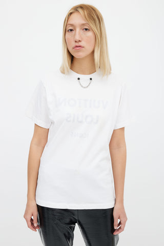 Louis Vuitton White 
Black Icons Logo T-Shirt