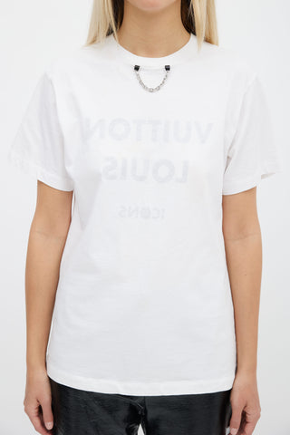 Louis Vuitton White 
Black Icons Logo T-Shirt