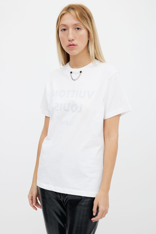 Louis Vuitton White 
Black Icons Logo T-Shirt