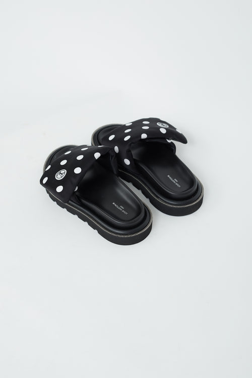 Louis Vuitton Black 
White Polka Dot Pool Pillow Flat Comfort Mule