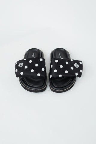 Louis Vuitton Black 
White Polka Dot Pool Pillow Flat Comfort Mule