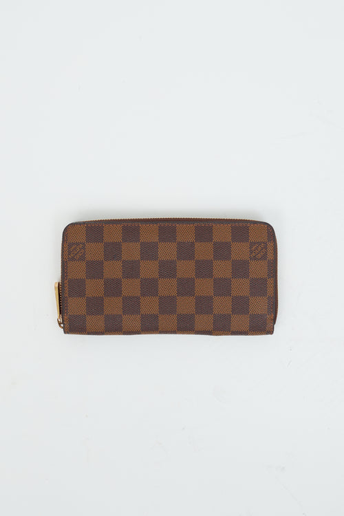 Louis Vuitton Brown Damier Ebene Canvas Gold-Tone Zippy Wallet