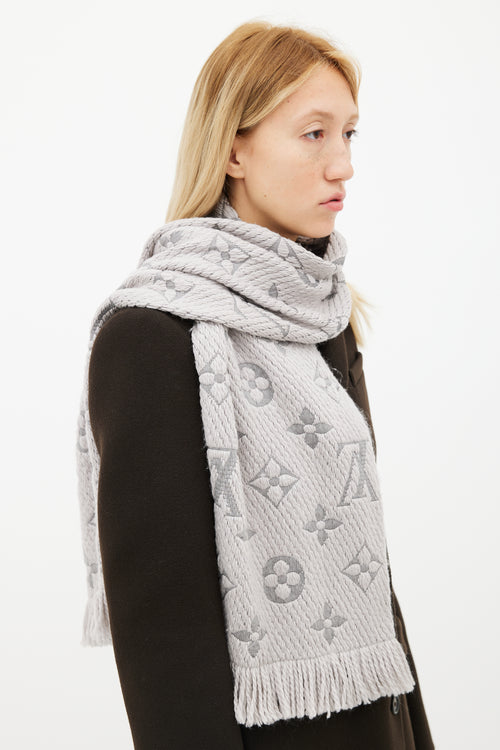 Louis Vuitton Grey Logomania Tassel Scarf