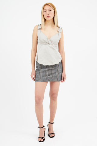 Louis Vuitton Grey Silk Bow Sleeveless Top