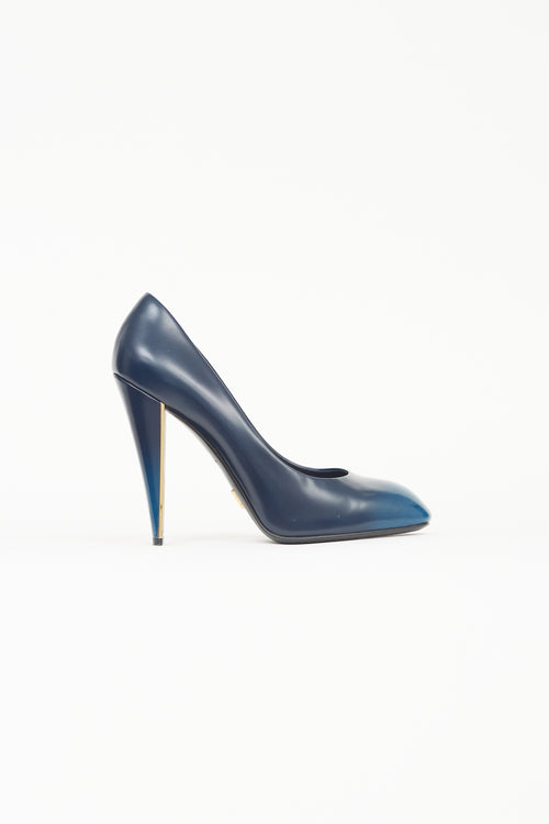 Louis Vuitton Navy Gradient Leather Pump