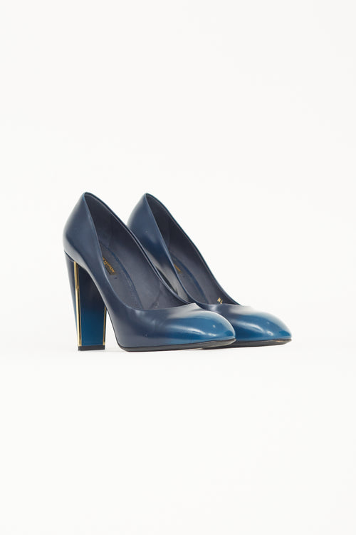 Louis Vuitton Navy Gradient Leather Pump