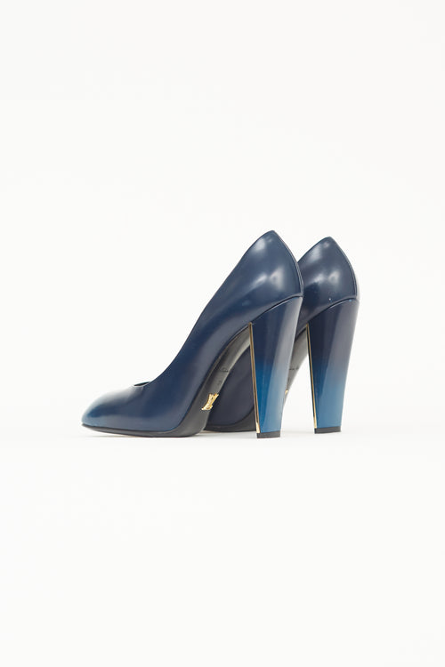 Louis Vuitton Navy Gradient Leather Pump