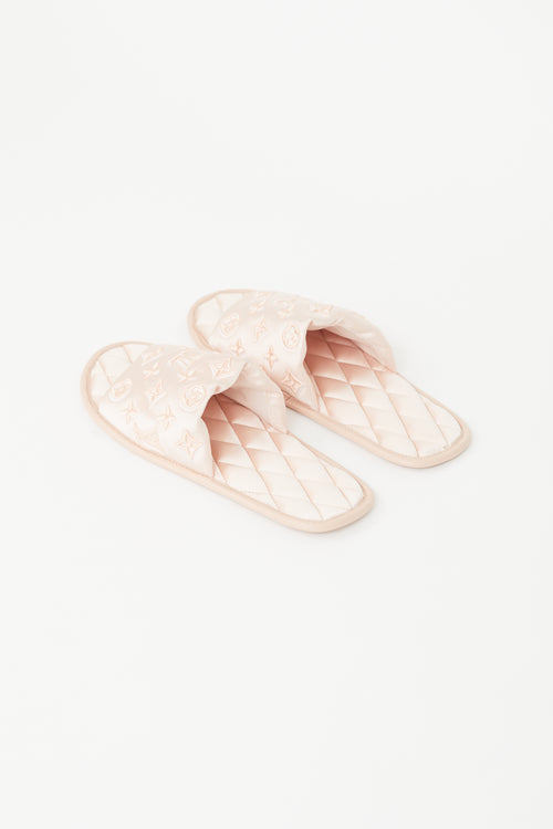 Louis Vuitton Pink Quilted Monogram Satin Slipper