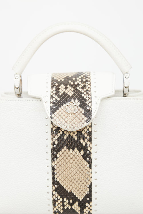 Louis Vuitton White Leather Textured Trim Capucine BB Shoulder Bag