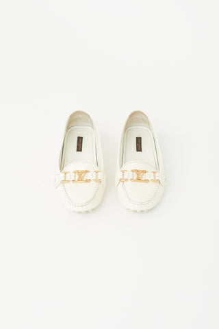 Louis Vuitton White Patent Driving Loafer