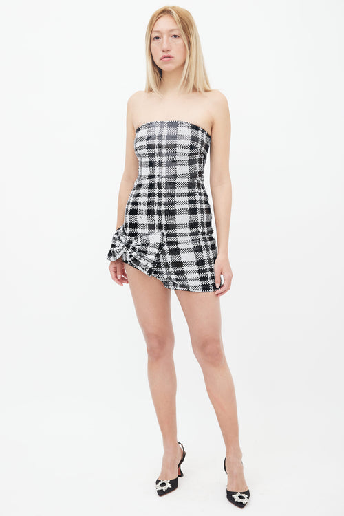 Lovers and Friends Black 
White Checkered Sequin Mini Dress