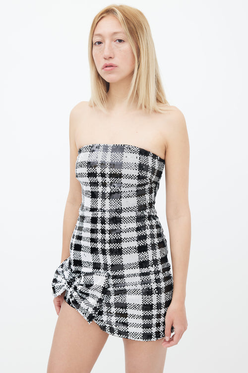 Lovers and Friends Black 
White Checkered Sequin Mini Dress