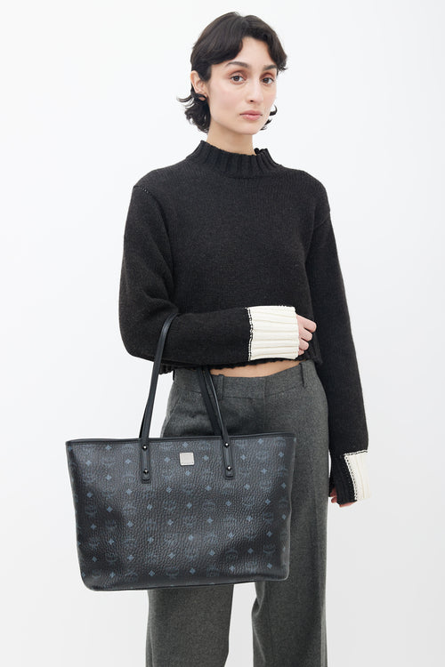 MCM Black Visetos Anya Tote Bag