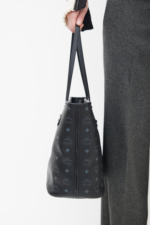 MCM Black Visetos Anya Tote Bag