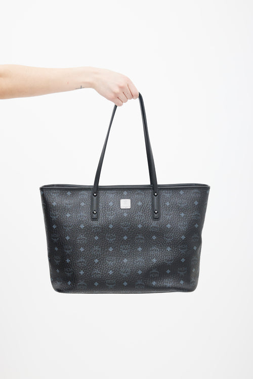 MCM Black Visetos Anya Tote Bag