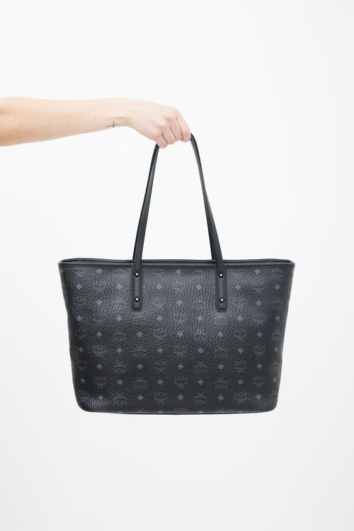 MCM Black Visetos Anya Tote Bag