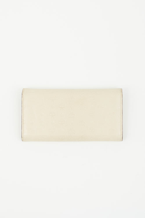 MCM Beige Leather Monogram Trifold Wallet