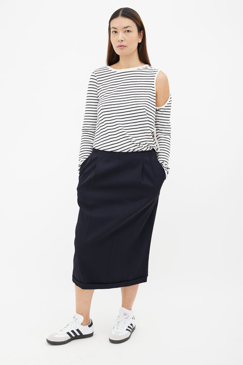 Maison Margiela SS20 Navy Raw Hem Skirt