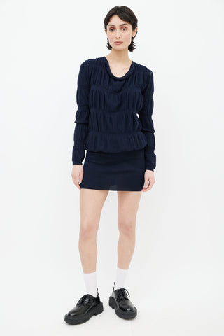 MM6 Maison Margiela Navy Ribbed Knit Midi Dress