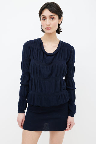 MM6 Maison Margiela Navy Ribbed Knit Midi Dress