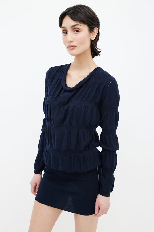 MM6 Maison Margiela Navy Ribbed Knit Midi Dress