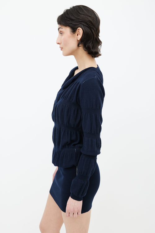 MM6 Maison Margiela Navy Ribbed Knit Midi Dress